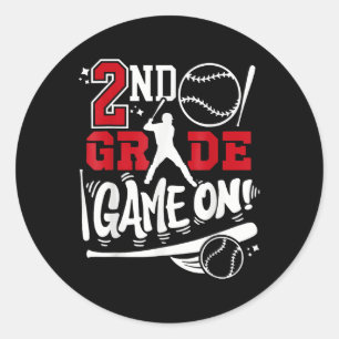 2. Klasse Game On Erster Schultag Baseball Sec Runder Aufkleber