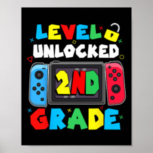 2. Klasse Level freigeschalteter Videospieler Jung Poster