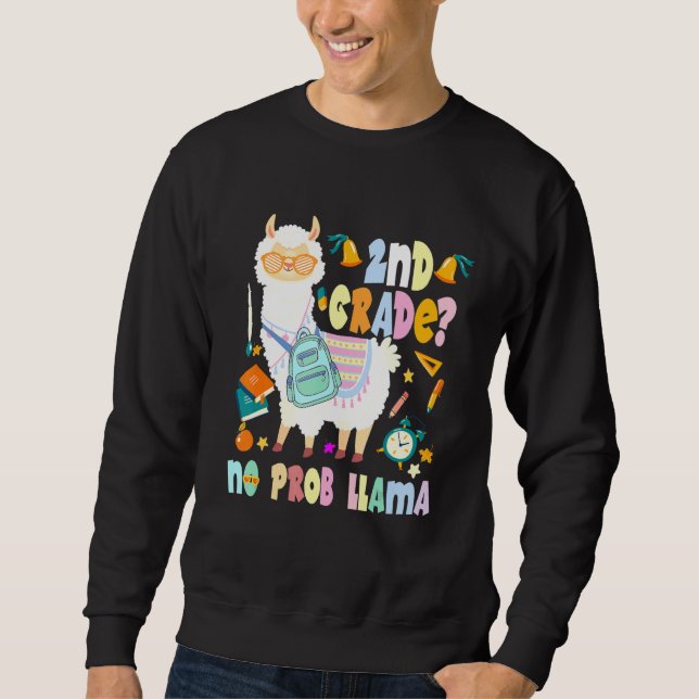 2. Klasse Nr. Prob-Llama Erster Schultag Sweatshirt (Vorderseite)