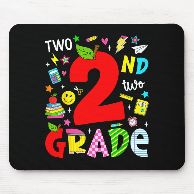 2. Klasse Retro-bunt zurück zur Schule Mousepad (Vorne)