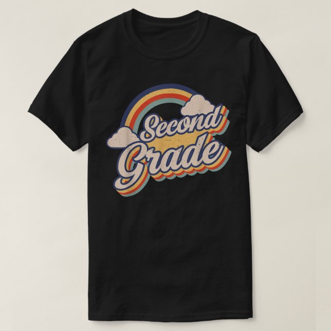 2. Klasse Retro Girls Boys Teacher Team 2. Gra T-Shirt (Design vorne)