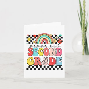 2. Klasse Retro Groovy Happy letzten Tag von Schoo Karte