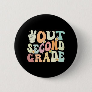 2. Klasse Retro Groovy letzten Tag der Schule 2 Button
