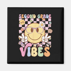 2. Klasse Vibes Smiley Gesicht Zurück zur Schule Z Magnet