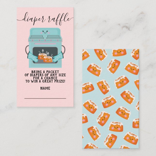 2 kleine Brötchen im Ofen Diaper Raffle Begleitkarte (Vorne/Hinten)
