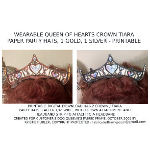 2 Königin Hearts Crown Tiara Party Hat Printables Poster