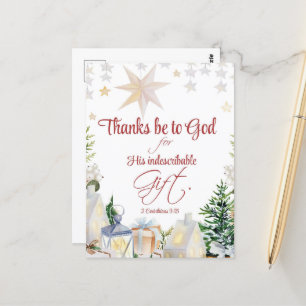2 Kor 9:15 Gott sei Dank Weihnachten Winter Bibel Postkarte
