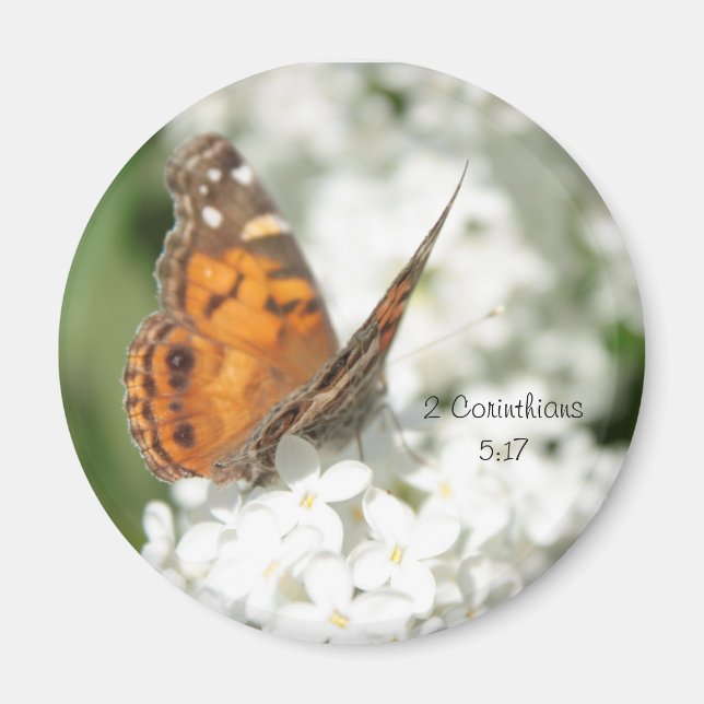 2 Korinthen 5:17 Schmetterling Lilac Magnet (Vorne)