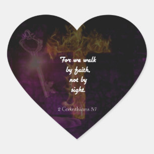 2 Korinthen 5:7 Bibelversatz Zitat über den Glaube Herz-Aufkleber