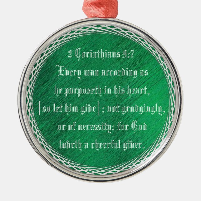 2 Korinthen 9:7 Ornament Aus Metall (Vorne)