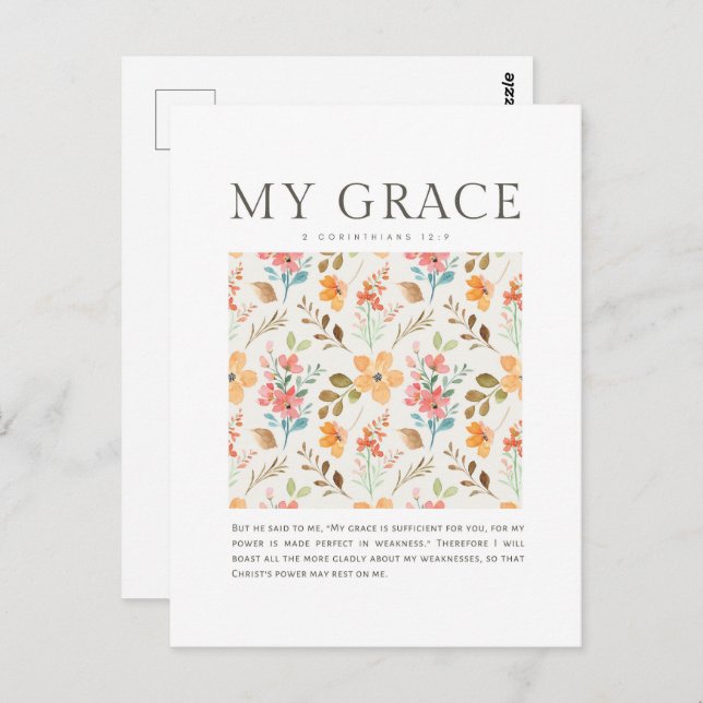 2 Korinther 12:9 Meine Gnade ist ausreichend für S Postkarte (Vorne/Hinten)