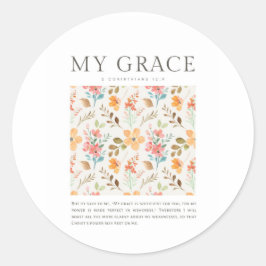 2 Korinther 12:9 Meine Gnade ist ausreichend für S Runder Aufkleber