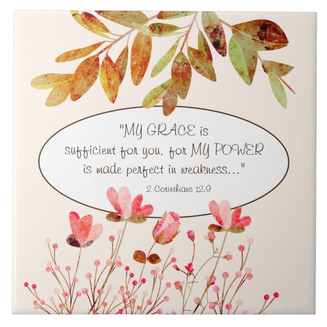 2 Korinther 12:9 MY GRACE ist ausreichend für Sie Fliese (Vorderseite)
