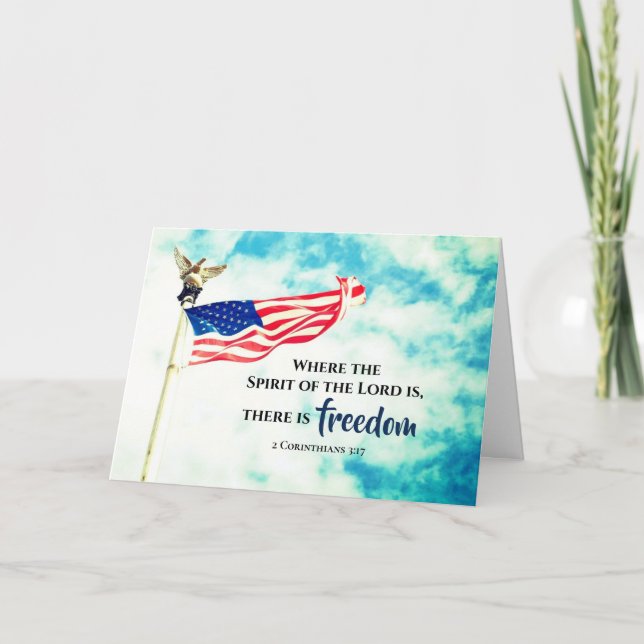 2 Korinther 3:17 Es gibt Freedom USA Flag Karte (Vorderseite)