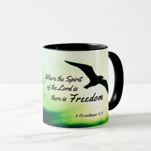 2 Korinther 3:17 Freedom Bible Verse Bird Flying Tasse
