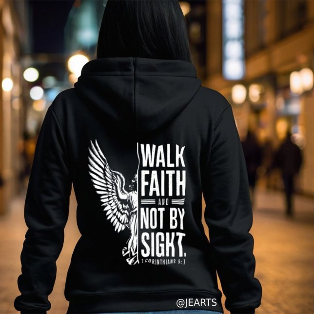2 Korinther 5:7 zu Fuß durch den Glauben nicht dur Hoodie (Von Creator hochgeladen)