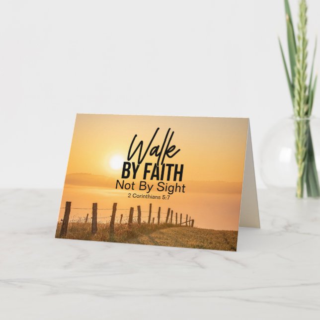 2 Korinther 5:7 zu Fuß durch den Sonnenuntergang d Karte (Vorderseite)