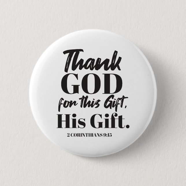 2 Korinther 9:15 Bibelverse Design II Button (Vorderseite)
