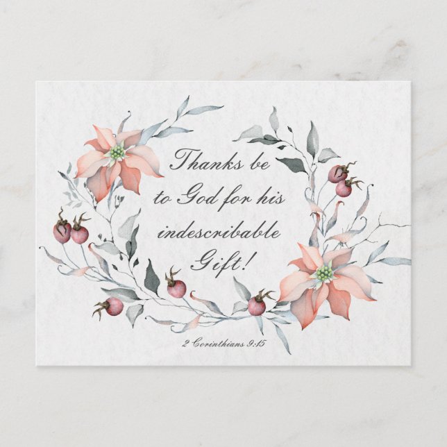 2 Korinther 9:15 Danke an Gott Weihnachten Postkarte (Vorderseite)