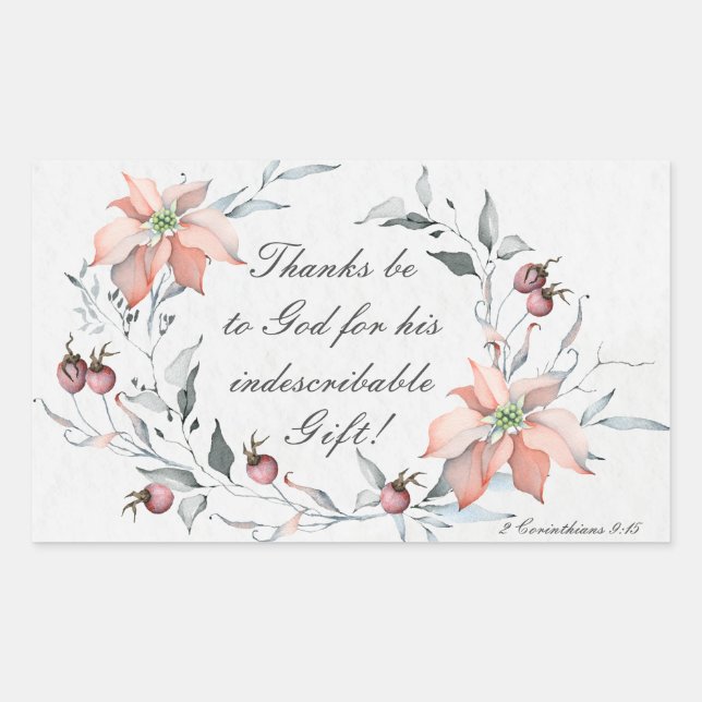 2 Korinther 9:15 Danke an Gott Weihnachten Rechteckiger Aufkleber (Vorderseite)