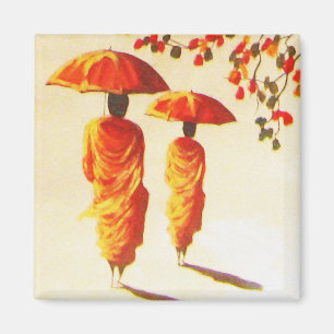 2 laotianische buddhistische Mönche Magnet