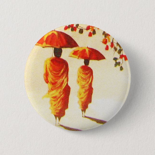 2 laotische buddhistische Mönche Button (Vorderseite)