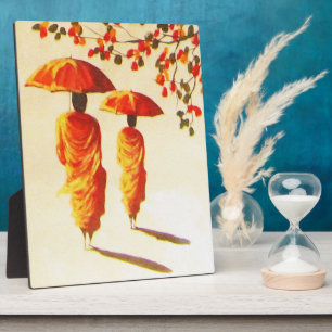 2 laotische buddhistische Mönche Fotoplatte