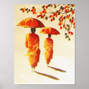 2 laotische buddhistische Mönche Poster