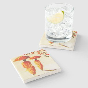 2 laotische buddhistische Mönche Steinuntersetzer