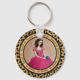 #2 Leopard Print Foto Sweet 16 Schlüsselanhänger