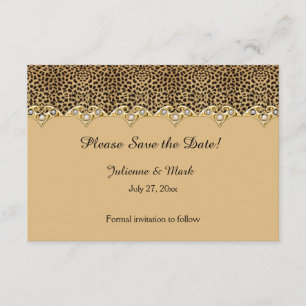 2 Leopard Print Gold Diamonds Save the Date