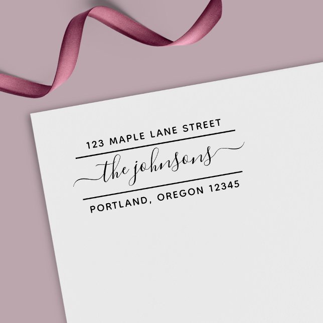 2 Lines Calligraphy Script Family Rücksendeadresse Permastempel (Von Creator hochgeladen)