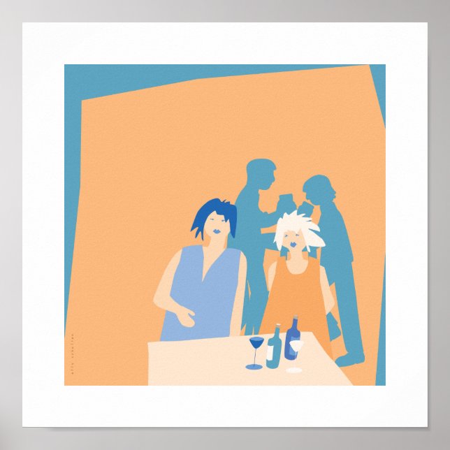 2 men and 2 women in a bar poster (Vorne)
