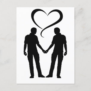2 men with love   Gay men Pride Postkarte