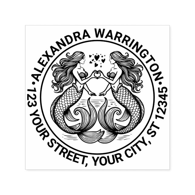 2 Mermaids Herzerkrankung Rücksendeadresse Permastempel (Design)