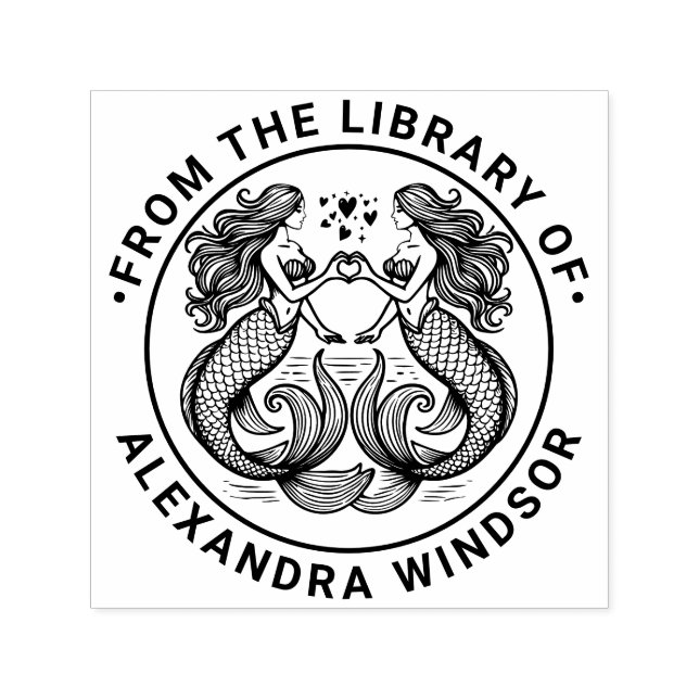 2 Mermaids Herzwurfsignatur Buchname Permastempel (Design)