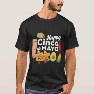 2. mexikanische Nahrungglückliches cinco De Mayo T-Shirt