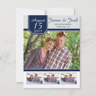 2 Moderne Marine und graues Foto Save the Date
