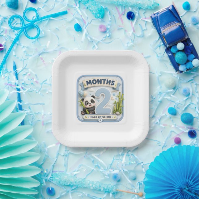 2 Monate Baby Meilenstein Welt Abenteuer Pappteller (Party)