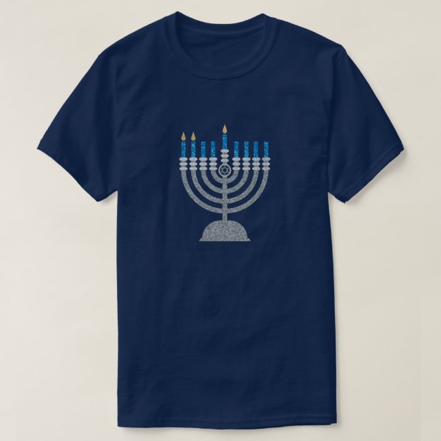 2. Nacht des Hanukkah-Glitzer T-Shirt (Design vorne)