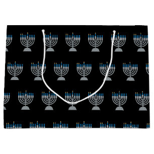 2. Nacht Hanukkah Glitzer Große Geschenktasche Geschenktüte