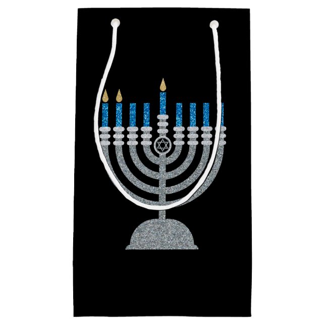 2. Nacht Hanukkah Glitzer Kleine Geschenktasche Kleine Geschenktüte (Vorderseite)