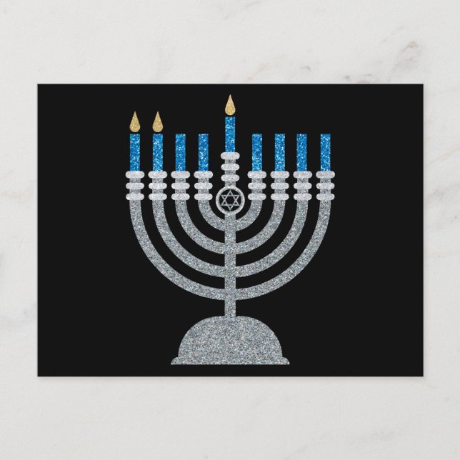 2. Nacht Hanukkah Glitzer Postkarte (Vorderseite)