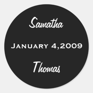 2 Namen mit Datum Schwarz-weißer Aufkleber
