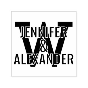 2 Namen über einfachem fettem Monogramm mit einzel Permastempel