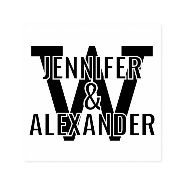 2 Namen über einfachen, fetten Single, erste Monog Permastempel (Design)