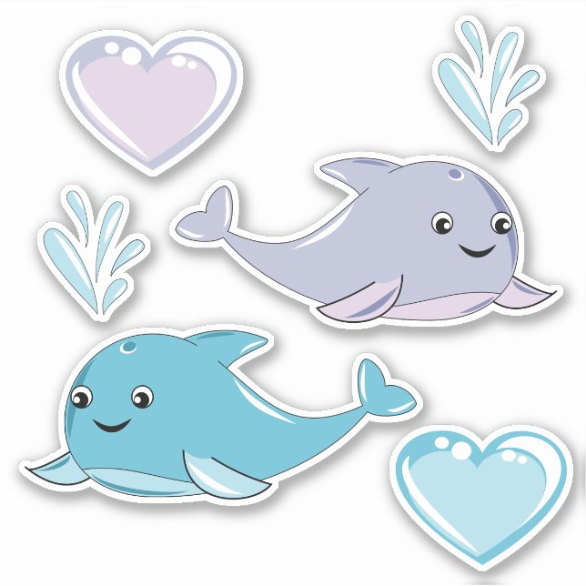 2 Niedlich Best Friend Whales Vinyl Sticker (Vorderseite)