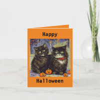 2 Niedliche Kätzchen Halloween Card
