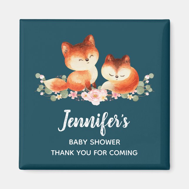 2 Niedliche kleine rote Füchse Aquarellfarben Desi Magnet (Vorne)