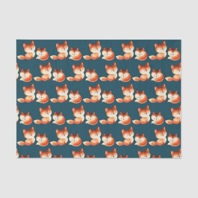 2 Niedliche kleine rote Füchse Wasserfarbmuster Seidenpapier (Vorderseite)